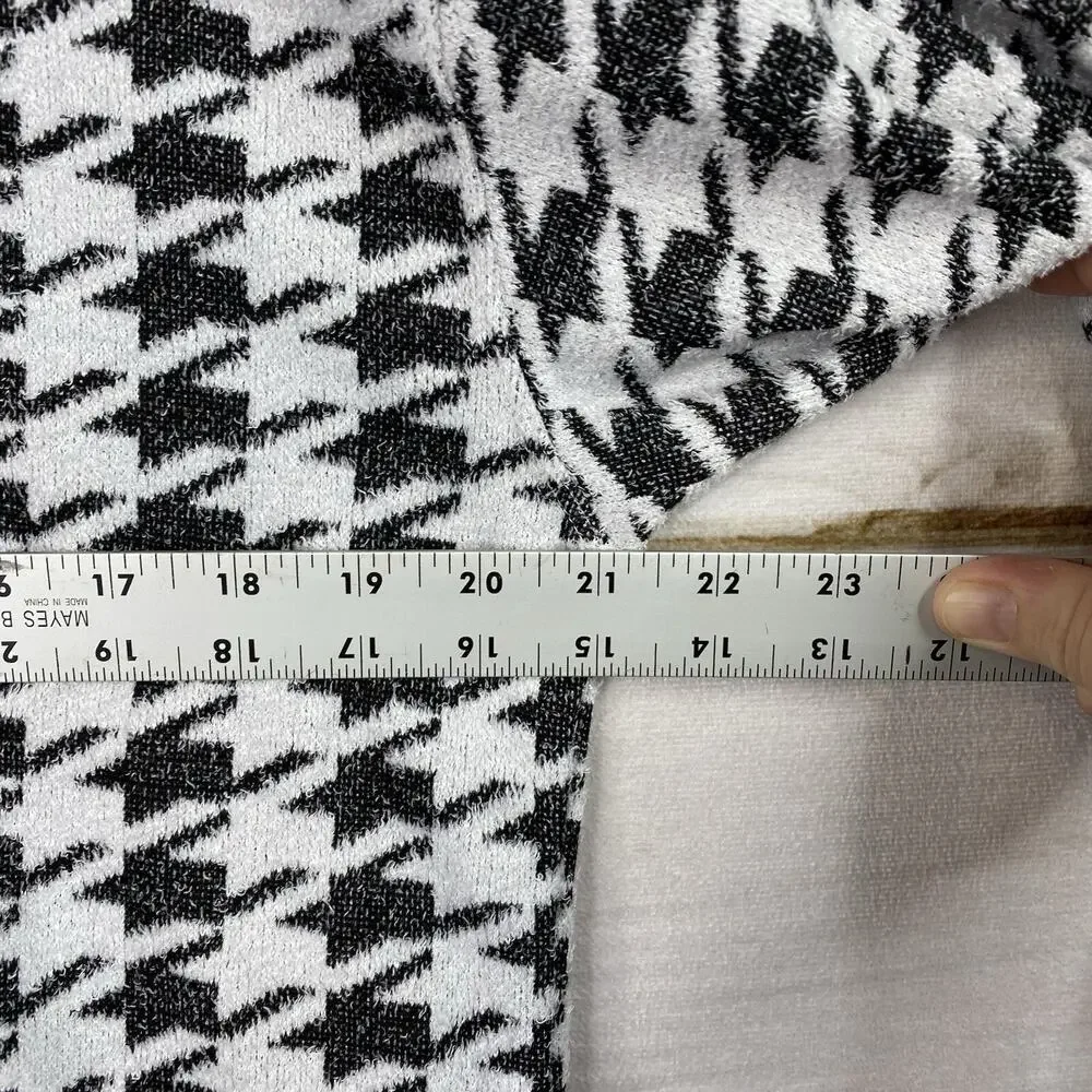 Chico's Sweater Sz 0 Women S 4/6 Black White Houndstooth Mock Neck Heavy Stretch